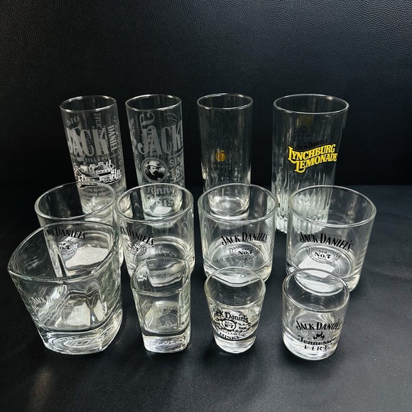 Jack Daniel’s Other - 12 Jack Daniels Glasses No 7 Old Fashioned Highball Shot Glass Collectable Low